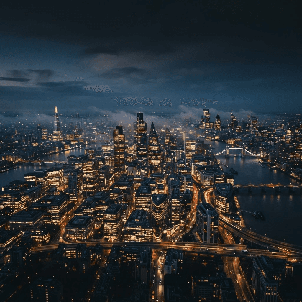 City skyline at night